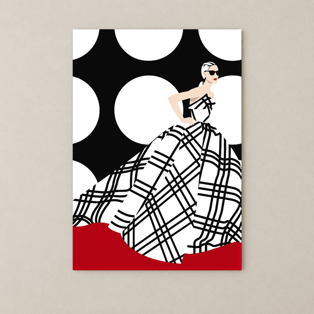 Geometrik Elbiseli Moda Kadını Poster