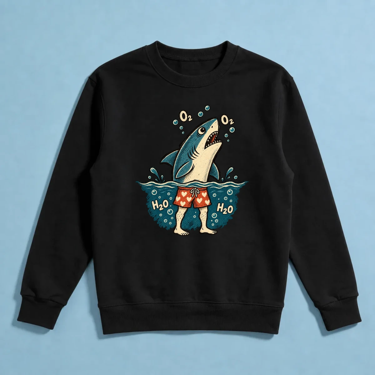 İnsan Bacaklı Köpekbalığı – Absürt Retro Mizah Sweatshirt