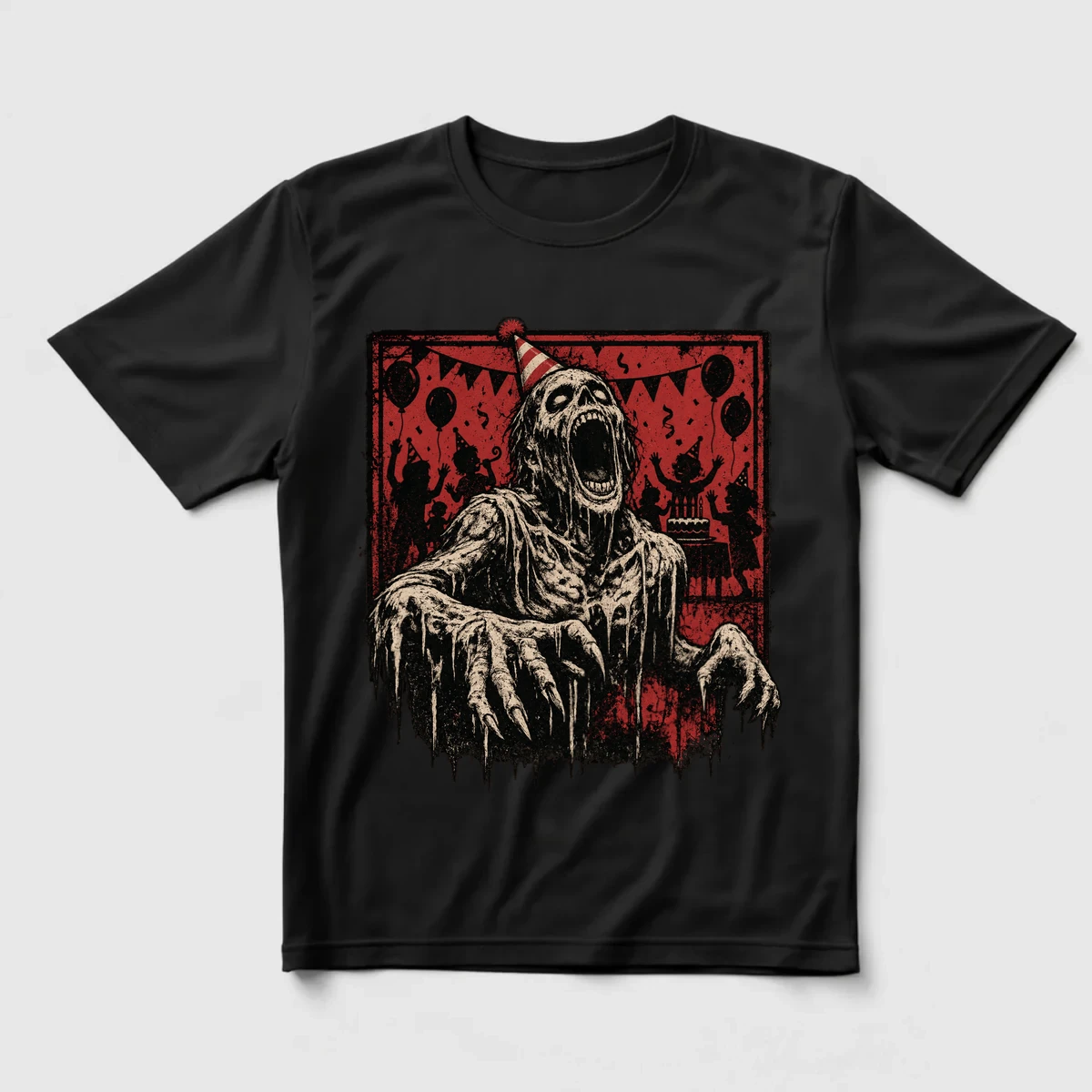 Zombi Doğum Günü Partisi – Retro Korku ve Kara Mizah Tasarımı önizleme