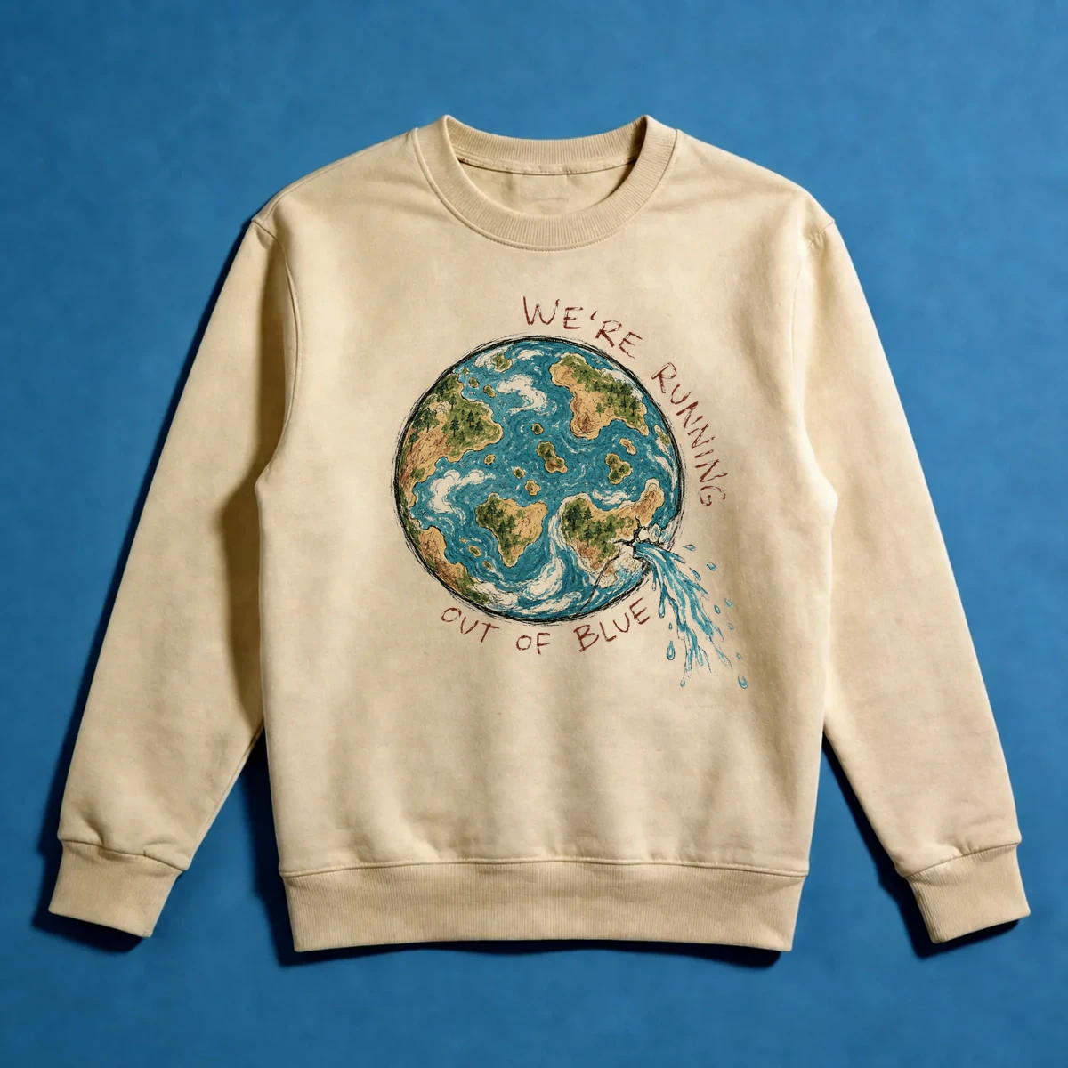 Mavimiz Tükeniyor – Dünya, Su Krizi ve Vintage Çevre Tasarımı Sweatshirt