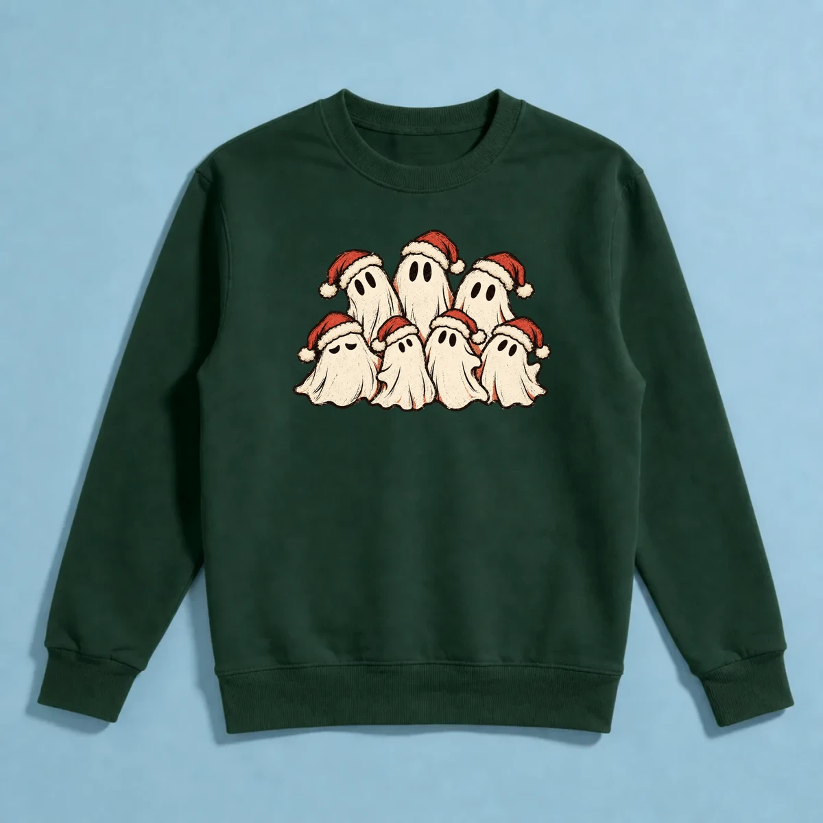 Noel Hayaletleri – Sevimli Yılbaşı Hayaletleri ve Vintage Christmas Tasarımı Sweatshirt