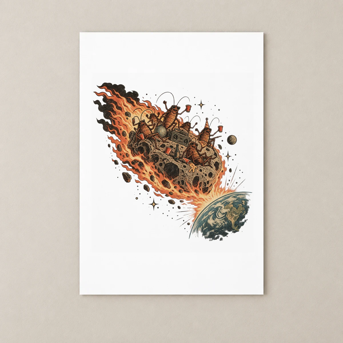 Kıyamet Partisi – Meteor Üstünde Hamamböcekleri ve Absürt Uzay Mizahı Poster