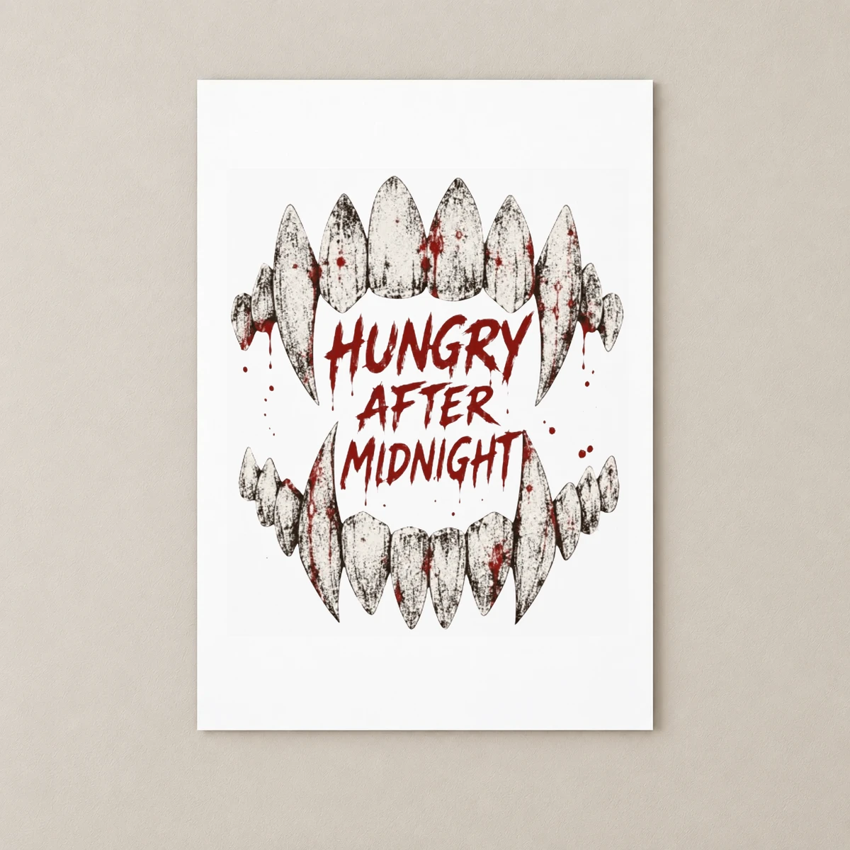 Hungry After Midnight – Kanlı Vampir Dişleri, Gotik Halloween Poster
